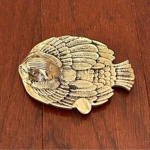 Vintage Solid Brass Sparrow Bird Ashtray Trinket Dish Jewelry Dish mid century